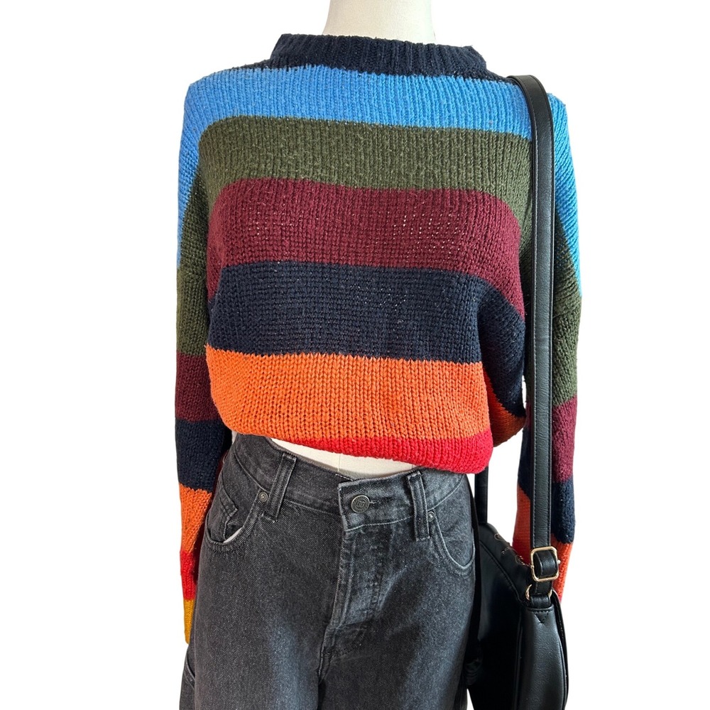 Urban Outfitters Striped Knit Sweater Mock Neck Long Sleeve‎
